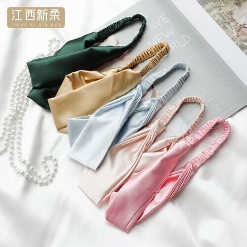 New arrival cross soft Satin headbands girls Solid color headwear ladys vintage hair accessories