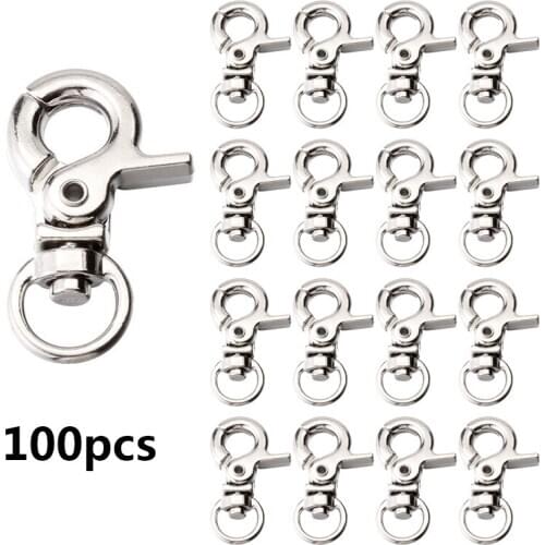 PARETO Wholesale 100pcs 31mm Nickel Plated Zinc Alloy Swivel Snap Hook for Strapping Key Chain DIY Accessories
