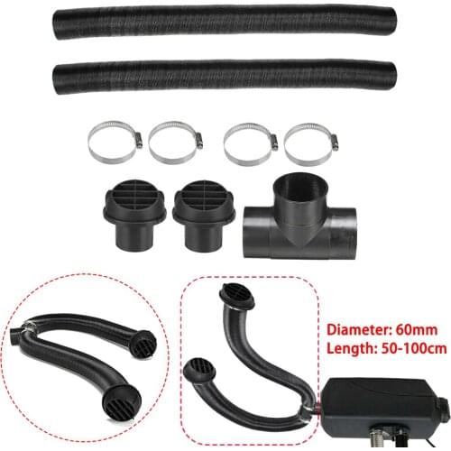 60mm Plastic Black Heater Pipe Duct T Piece Warm Air Outlet Vent Hose Clips For Webasto Diesel Brand New And High Quality