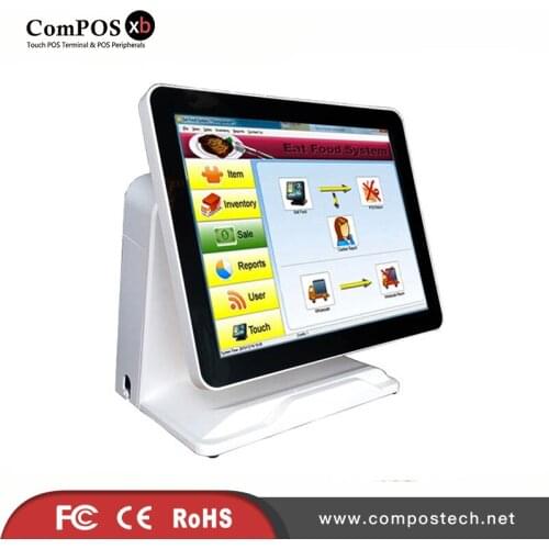 POS system 15'' capacitive touch screen POS terminal fanless Cash Register white 1024*768 Commercial POS machine