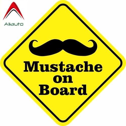 Aliauto Warning Mark Car Sticker Beautiful Mustache on Board Decoration Reflective Suncreen PVC Decal for Motorcycle VW,7cm*7cm
