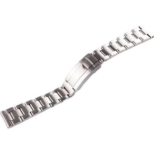 Rolamy 20mm Silver Brushed Stainless Steel Replacement Wrist Watch Band Strap Bracelet With Oyster Clasp For Rolex Seiko Tudor