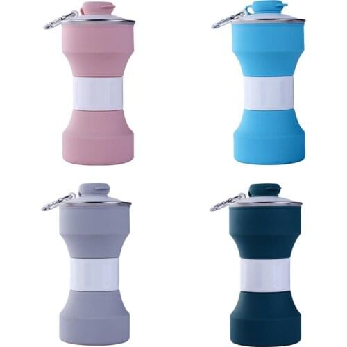 650ml Silicone Telescopic Foldable Outdoor Travel Cup Portable Camp Sports Large-capacity Water Bottle 4 Colors Hiking Climbing