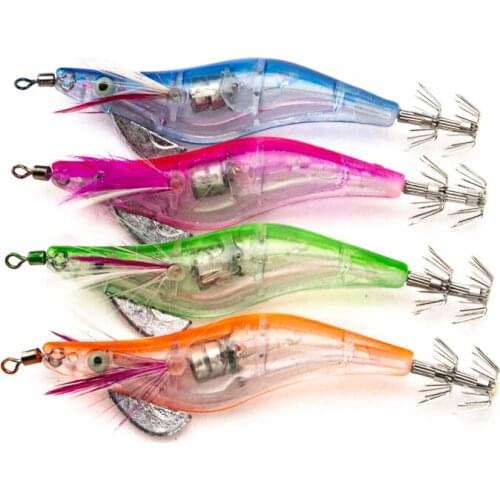 LED Electronic Luminous Shrimp Squid 10cm Night Fishing Squid Jigs Lure Fish Tackle Tool Accessory Wobbler