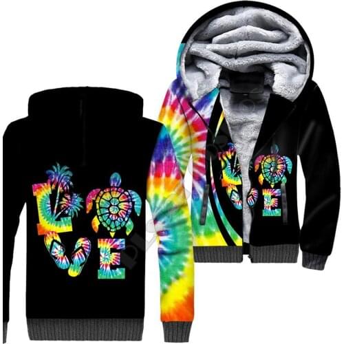 Love Sea Turtle Mandala 3D printed zipper Hoodies Men Women Winter Warm double plus velvet jacket cosplay costumes 13