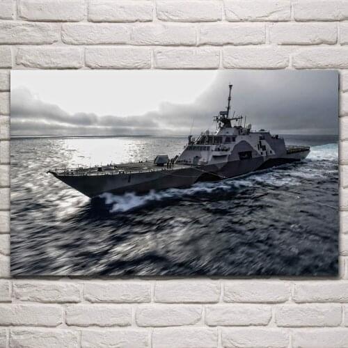 Uss freedom lcs 1 littoral combat ships military seascape artwork living room home art decor wall print fabric poster KP987