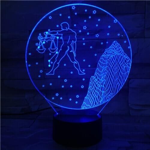 Libra 3D inscription Lamp Childrens night light Interior Lighting Decor for home LED Table Lamps Touch Sensor Light Colorful DE