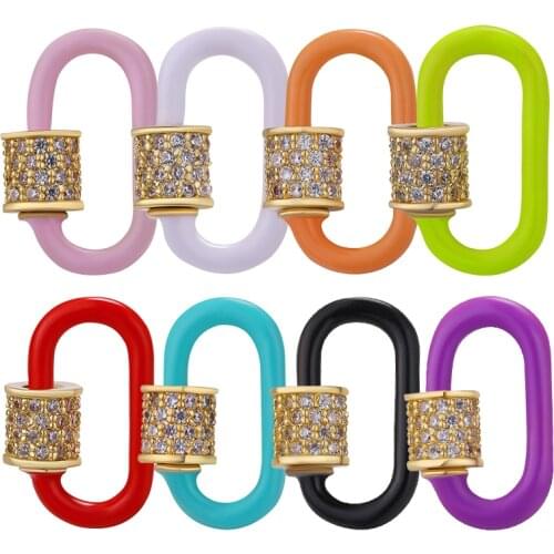 Juya Handicraft Accessories Supplies Handmade Enamel Oval Fastener Lock Carabiner Screw Clasps For DIY Mesh Chain Jewelry Making