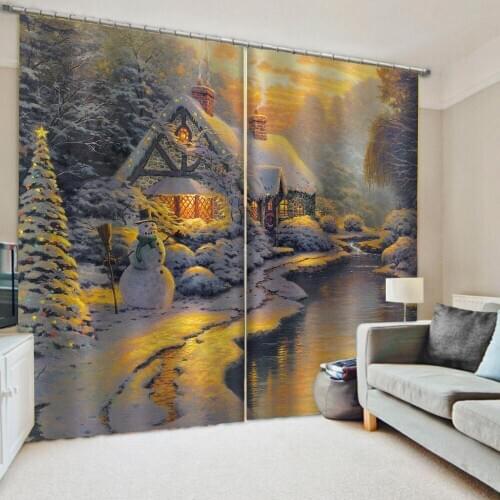 Customized 3D Blackout Curtains Living Room Bedroom Hotel Window curtains nature scenery snow curtains modern 3d curtains