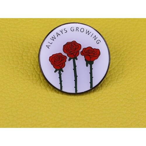 Always growing pin flower brooch positive pins roses badge gifts for women clothes accessories
