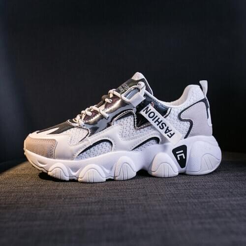 2020 Spring Women Platform Sneakers Tennis Female Black Thick Soled Casual Shoes Sports INS Ulzzang Fashion Lace Up Dad Shoes
