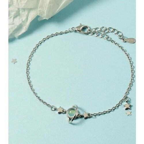 KOFSAC New Fashion 925 Sterling Silver Chain Bracelets For Women Simple Planet Stars Crystal Bangle Jewelry Girl Birthday Gifts