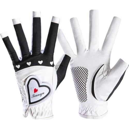 1Pair Women Golf Gloves Fingerless Soft Sport Gloves Ladies Girl Granules Anti-Skid Glove Left And Right Hand Elegant Mittens
