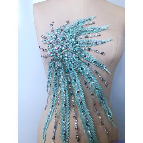 1Piece Black White Rhinestone Applique Pearls Lace Collar Sewing DIY Craft Appliques Patches Embroidery Neckline