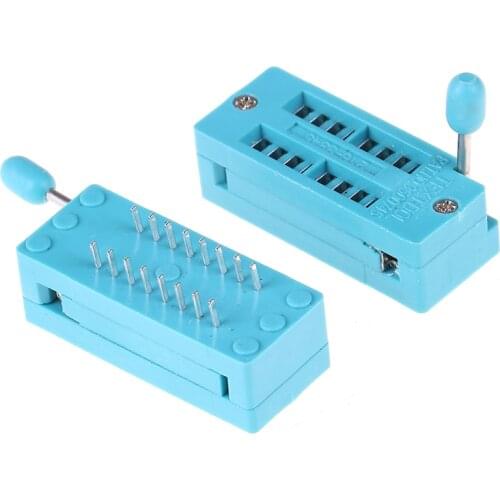 1pcs/lot 14 16 18 20 24 28 32 40 P Pin 2.54 MM Green DIP Universal ZIF IC Socket Test Solder Type IC Lock Seat ZIF Socket New