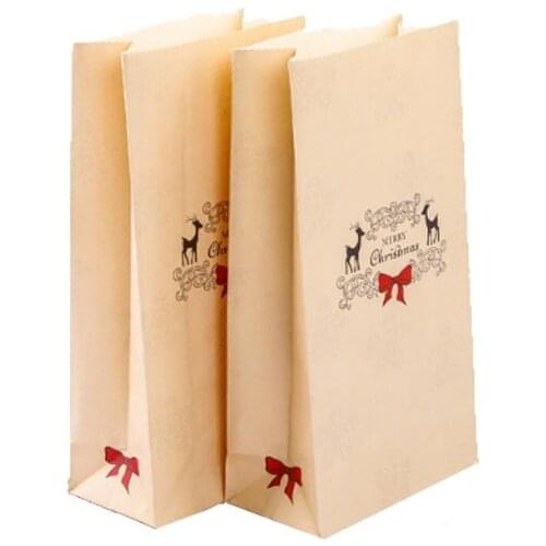 10pcs paper bag gift 22*12*6CM Christmas tree elk flat Hand gift bag DIY Package holiday party