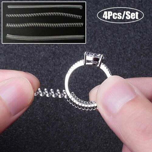 4PCS Invisible Spiral Based Ring Sizer Adjuster Guard Insert Tightener Reducer Resizing Fitter Jewelry Tools for Any Rings