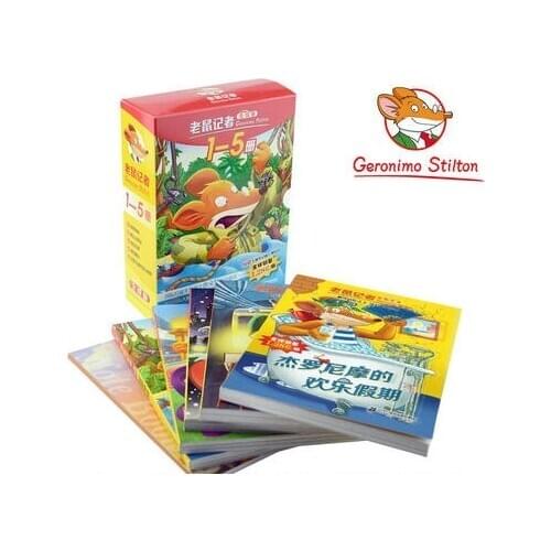 5 Books Geronimo Stilton (1-5) Humor Adventure Explore Brave Comic Fiction Parent Child Kids Bedtime Story Chinese Picture Book