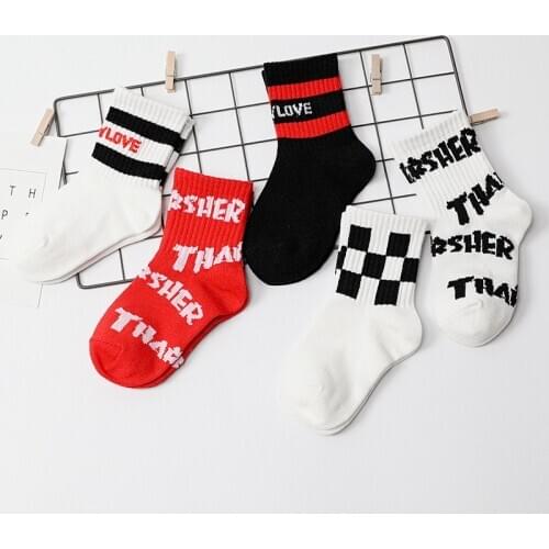 5 Pairs/lot Kids Boy Girl Cotton Breathable Short Tube Sports Socks Leisure Trendy Childrens Socks 3-12 T