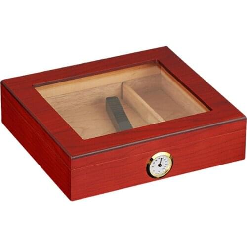 Cigar Humidor Handmade Wood Cigar Box Desktop Humidor with Hygrometer and Humidifier,Cedar Divider Holds 20 Cigars