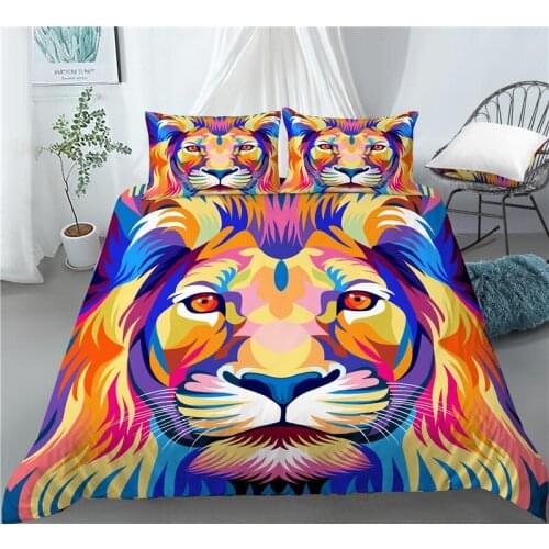 Home Living Luxury 3D Lion Print 2/3Pcs Comfortable Duvet Cover PillowCase Bedding Sets EU/US/AU Queen and King Size