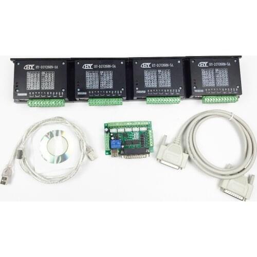 CNC Router 4 Axis Kit,TB6600 4 Axis mach3 Stepper Motor Driver Controller kit 5A + one 5 axis breakout board for nema23 motors