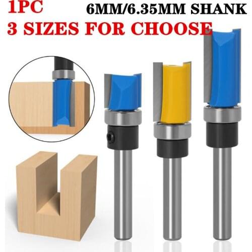 3pcs Template Trim Hinge Mortising Router Bit With Bearing 6mm 6.35mm Shank Trimmer Cleaning Flush Router Bit For Wood