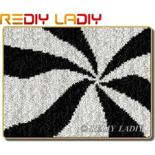 Latch Hook Rug Brief White Black Crocheting Carpet Rug 100% Acrylic Yarn Sofa Cushion Mat DIY Carpet Home Decor Hobby & Crafts