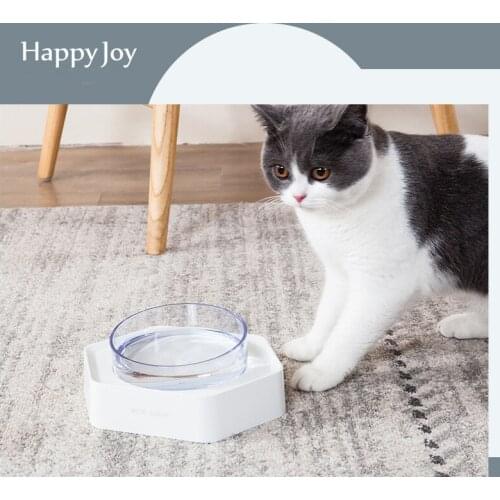Cat bowl cat face protection cervical spine cat bowl cat feeding and drinking pet transparent cat food bowl plastic cat bowl