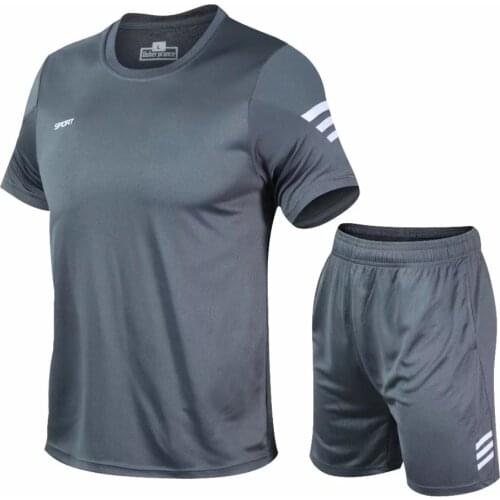 Mens Set Short Sleeve Basketball Soccer T-shirts Summer Gym Set Fitness Badminton Sports Suit Workout Jogging Sport Wear 5XL