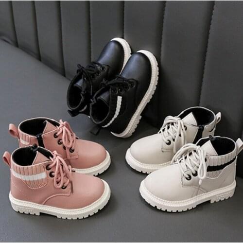 New 2021 Girls Martin Boots Boys Shoes Autumn PU Leather Children Motorcycle Boots Toddler Kids Warm Winter Snow Boots