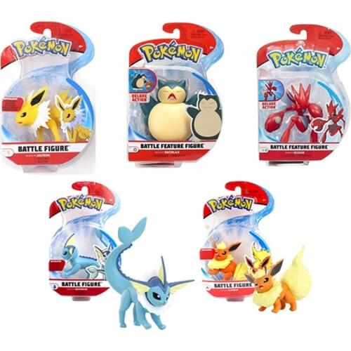 Genuine Pokemon Toys Battle Figure 3 Inch Series 3 Single Pack Flareon Jolteon Scizor Snorlax Vaporeon for Kids Gift