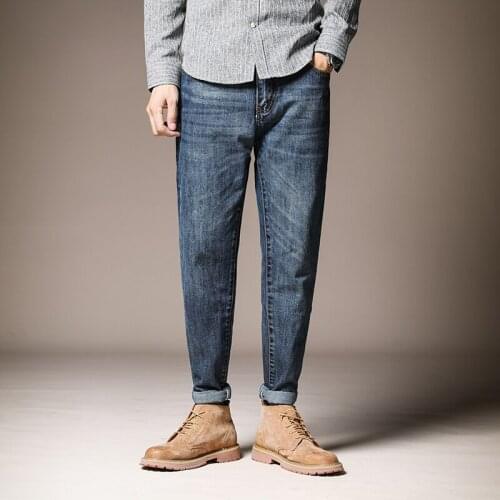 Hip Hop Baggy Jeans Men Stretch Straight Harem Pants Streetwear Young Blue Denim Trousers