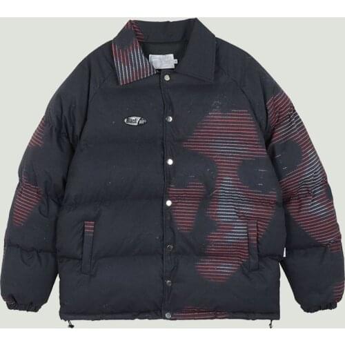 Streetwear Harajuku Fluffy Cotton Dark Style Gothic Mens Parkas Jacket Casual Thick Warm Loose Winter Brand Parka Clothing Male