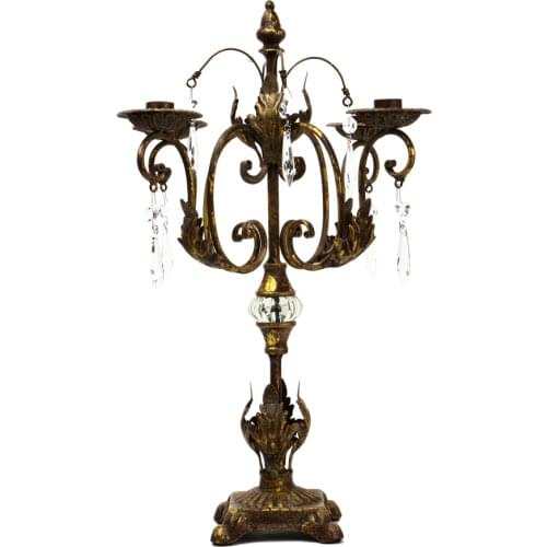 Nordic Tall Antique Candlestick Retro Metal Ornament 4 Arm Candle Holders Candles Home Decoration Wedding Centerpieces FC415