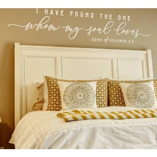 Romantic Bible Verse Wall Sticker Quote I have found the one whom my soul loves Vinyl Wall Decal for Wall Bedroom Decor X003