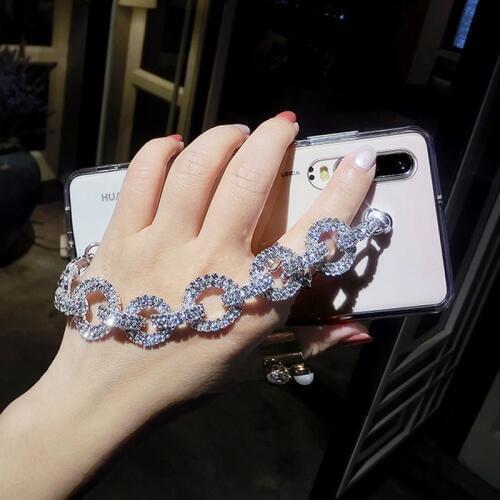 Luxury Bling Glitter Rhinestone Case For Samsung A50 A60 A70 A80 A90 A9 A8 A6 2018 A5 A7 2017 Diamond Chain Soft TPU Back Cover