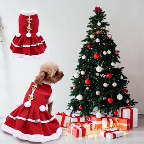 Christmas Winter Warm Dog Clothes Dog Dress For Small Dog Yorkies Chihuahua Cat Fleece Dresses Clothing Pet Christmas Costume
