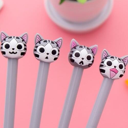 48pcs/lot 0.5mm black ink creative cute cartoon 3D smile cat students gel pen unisex water ink pen sign pen