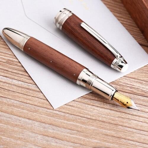 Handmade Mojiang M1000 Wood Fountain Pen BOCK Nib Rivet Pearl Top Office School Supplies Stationery Writing Pen