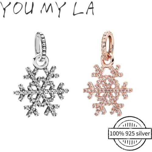 925 Sterling Silver Charm Bead Rose Golden Classic Jewelry Fit Original Pando Bracelet For Women Gift DIY Jewelry Making