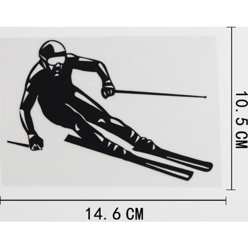 14.6CMX10.5CM Skiing Man Extreme Sport Snow Winter Decal Vinyl Car Sticker Black/Silver 8A-0362