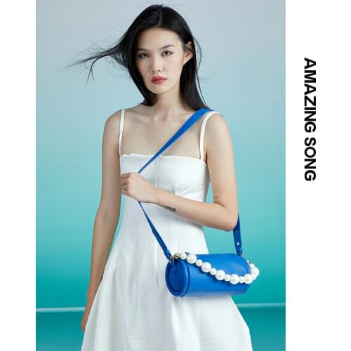 Amazing Song Pearl Egg Roll Bag 2021 Soft Texture Niche Waist Drum One-shoulder Messenger Leather Handbag