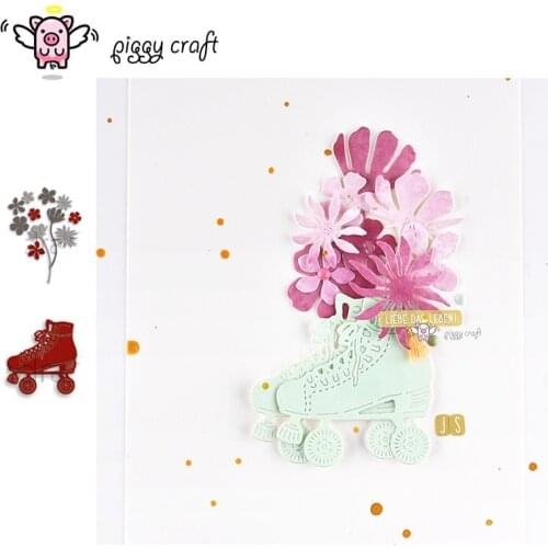 Piggy Craft metal cutting dies cut die mold Skates flower decoration Scrapbook paper craft knife mould blade punch stencils dies