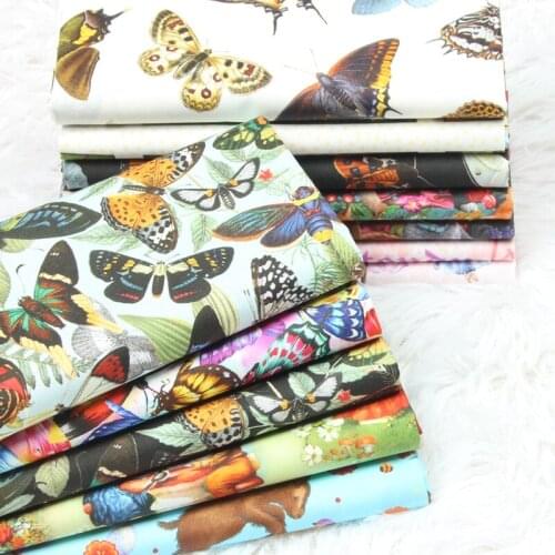 Floral Butterfly 100% Cotton Printed Fabric For Baby Child, Sewing Quilting Fat Quarter Kids Star Plaid DIY Patchwork Cloth