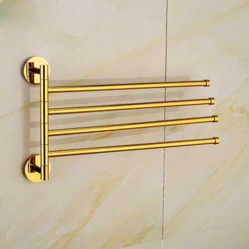 2-4 Swivel Towel Bars Gold Brass Bathroom Towel Rail Rack Bathroom Towel Holder Gold Towel Hanger Bathroom Accessories