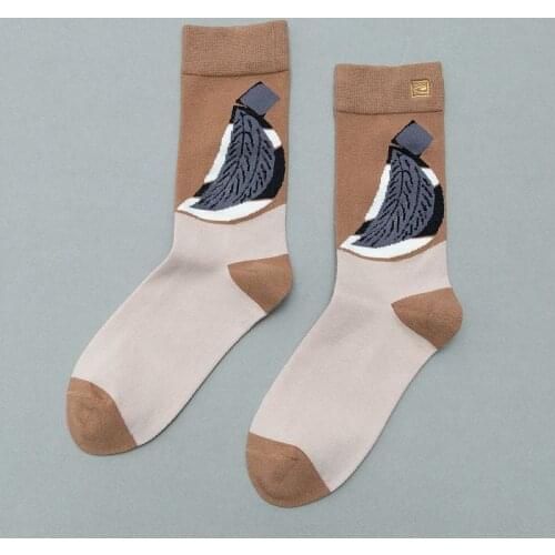 2021Spring Autumn Crew Socks For Unisex Graffiti Character Cotton Socks Cool Contrasting Color Streetwear Sox Trend Sports Sock