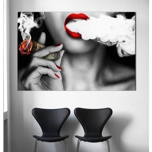 Vintage Posters Modern Fashion Artwork Woman With Money Canvas Print Painting Creative Home Decoration Wall Art Picture No Frame