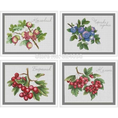 Bilberry blueberry Hawthorn patterns Counted Cross Stitch 11CT 14CT 18CT DIY Chinese Cross Stitch Kits Embroidery Needlework Set