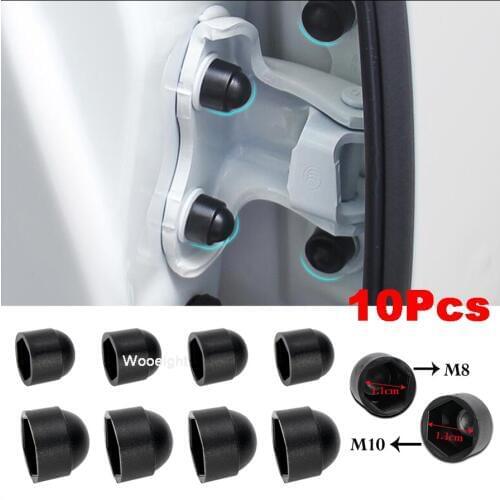 Wooeight 10Pcs M8 M10 Plastic Black Bolt Nut Dome Protection Caps Covers Exposed Hexagon Door Protective Cap For Most Cars